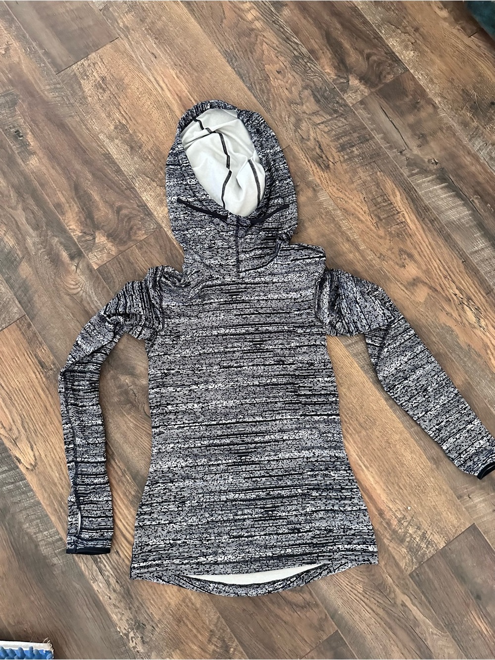 Nike Women's Black and Gray Space-Dye Dry Fit Hooded Pullover